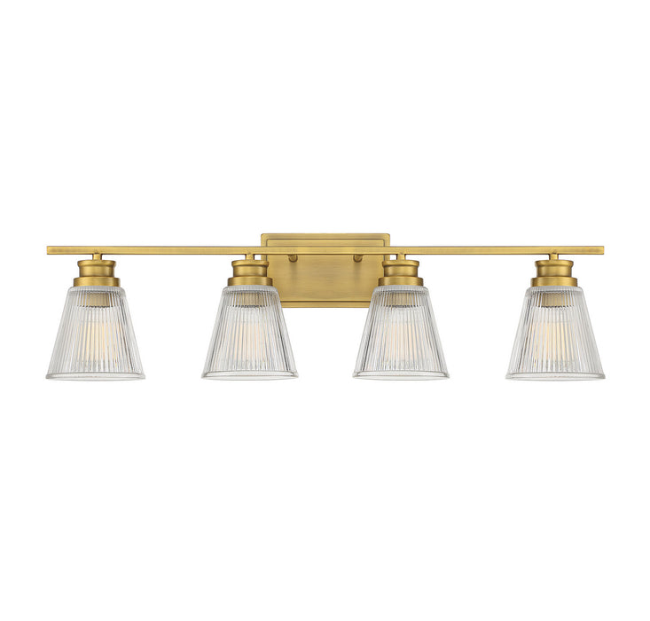 Meridian M80042NB Four Light Bathroom Vanity Light, Natural Brass