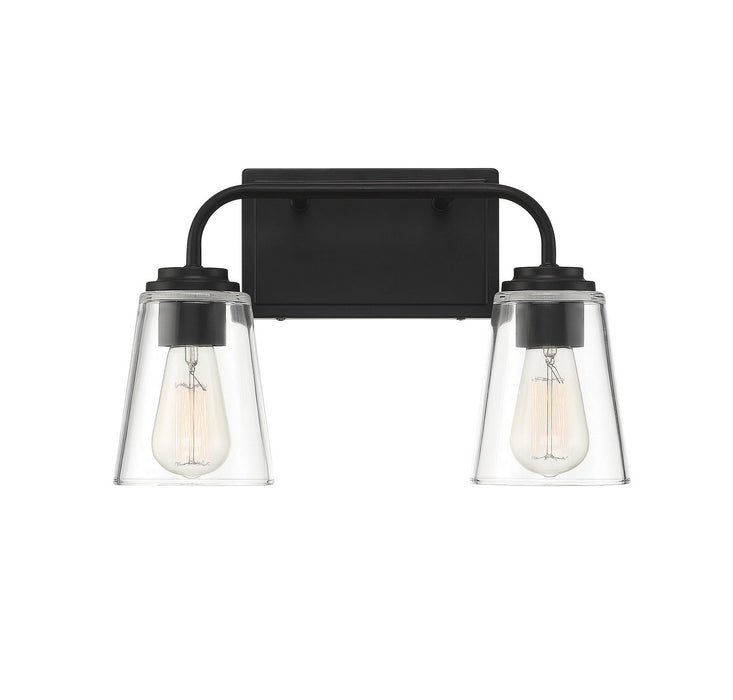 Meridian M80043MBK Two Light Bathroom Vanity Light, Matte Black