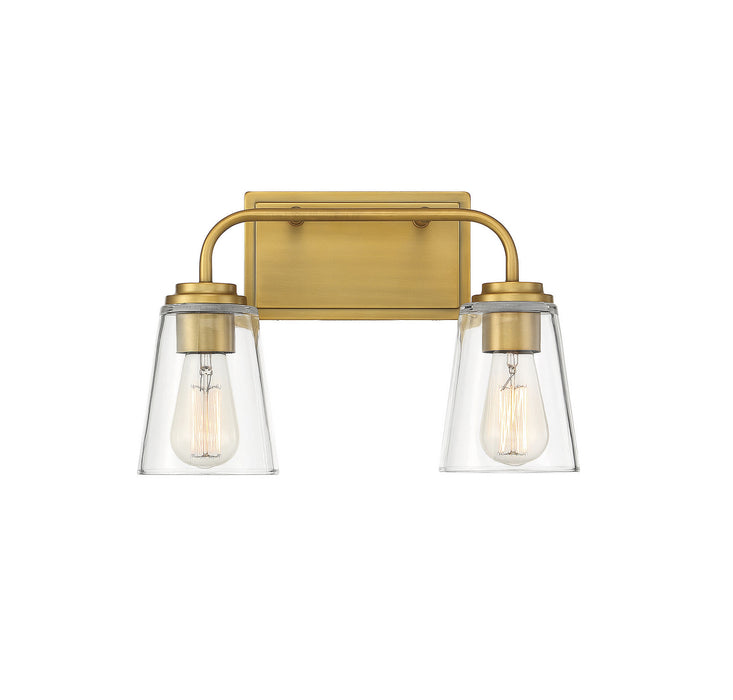 Meridian M80043NB Two Light Bathroom Vanity Light, Natural Brass