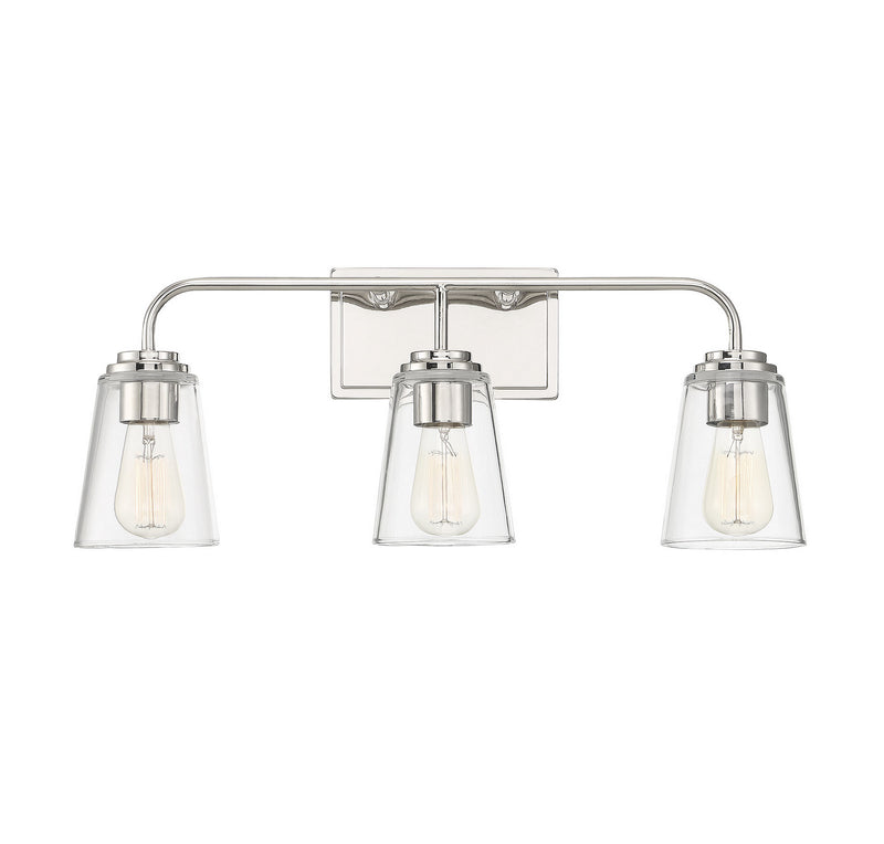 Meridian M80044PN Three Light Bathroom Vanity Light, Polished Nickel