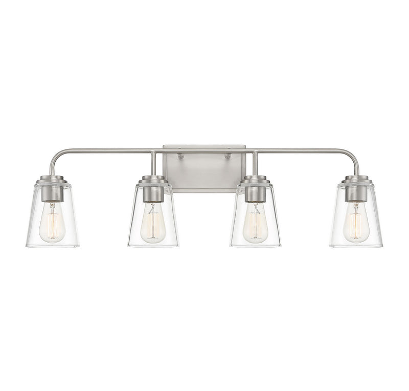 Meridian M80045BN Four Light Bathroom Vanity Light, Brushed Nickel