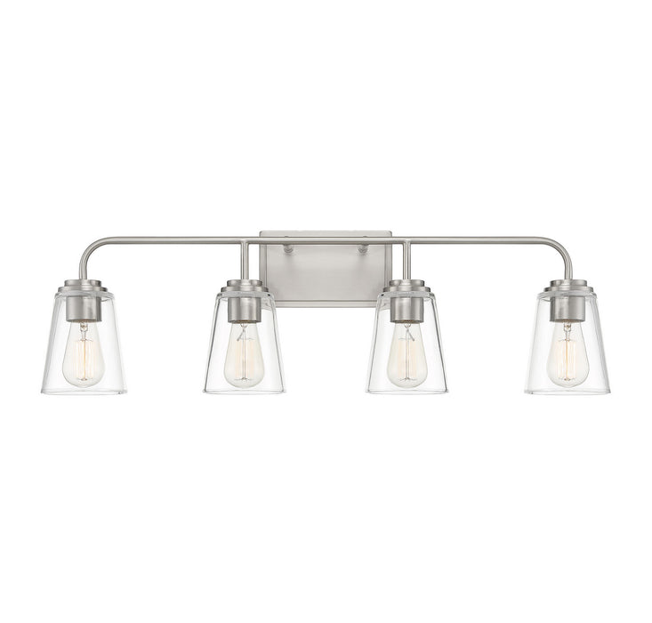 Meridian M80045BN Four Light Bathroom Vanity Light, Brushed Nickel