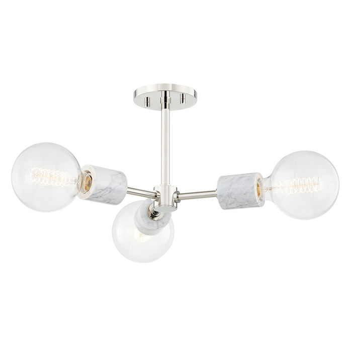 Mitzi H120603-PN Three Light Semi Flush Mount, Polished Nickel