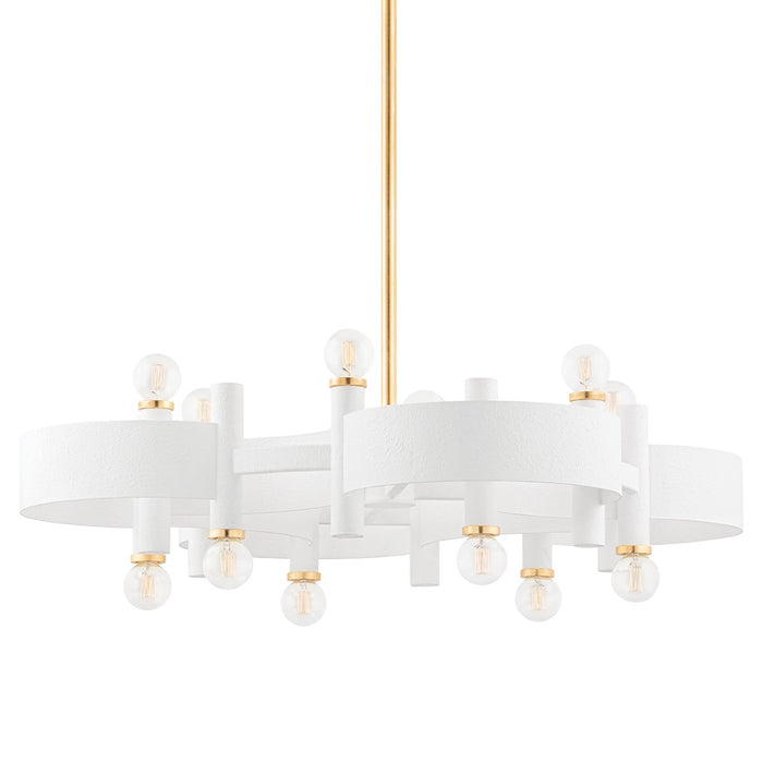 Mitzi H379812-GL/WH 12 Light Chandelier, Gold Leaf/White