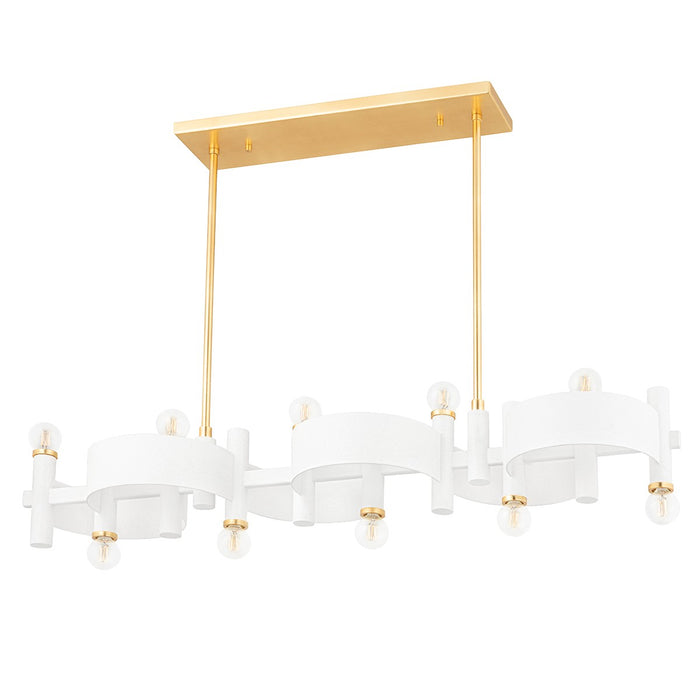Mitzi H379910-GL/WH Ten Light Linear, Gold Leaf/White