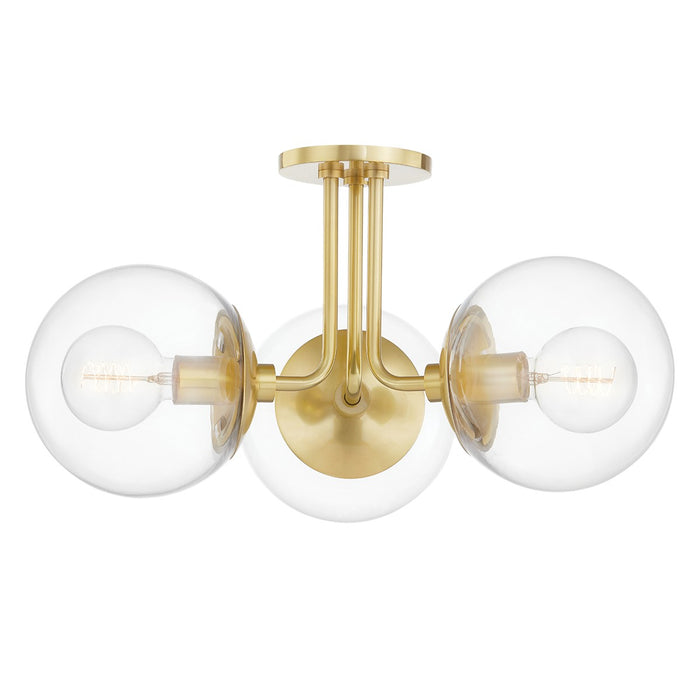Mitzi H503603-AGB Three Light Semi Flush Mount, Aged Brass