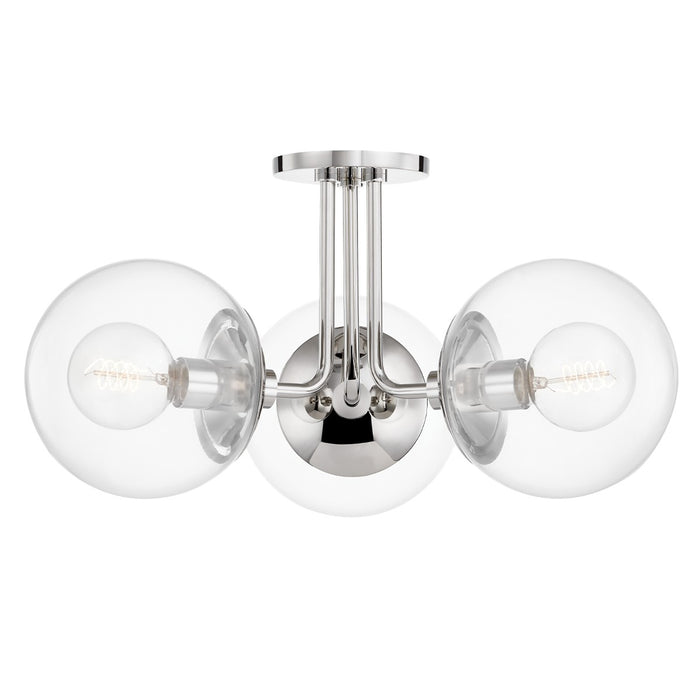 Mitzi H503603-PN Three Light Semi Flush Mount, Polished Nickel