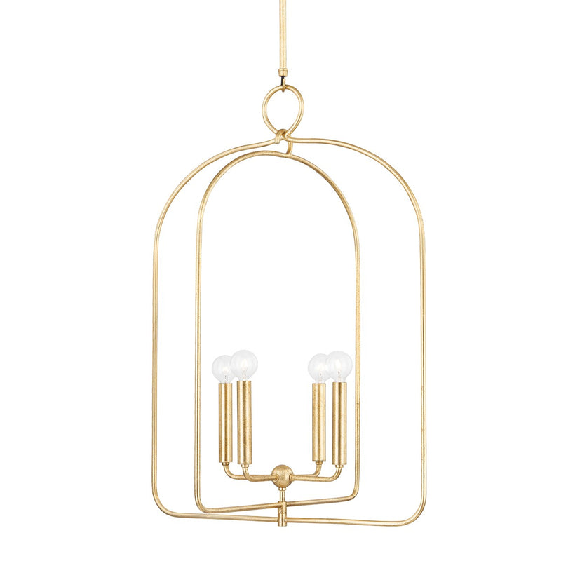 Mitzi H512701L-GL Four Light Pendant, Gold Leaf