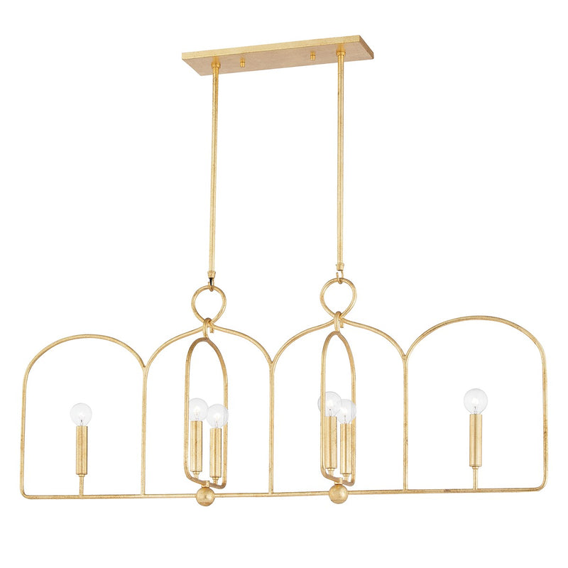 Mitzi H512906-GL Six Light Linear, Gold Leaf