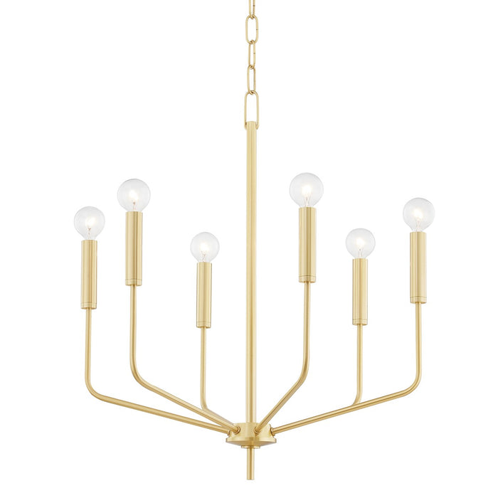 Mitzi H516806-AGB Six Light Chandelier, Aged Brass