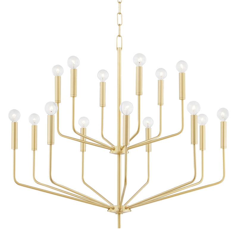 Mitzi H516815-AGB 15 Light Chandelier, Aged Brass