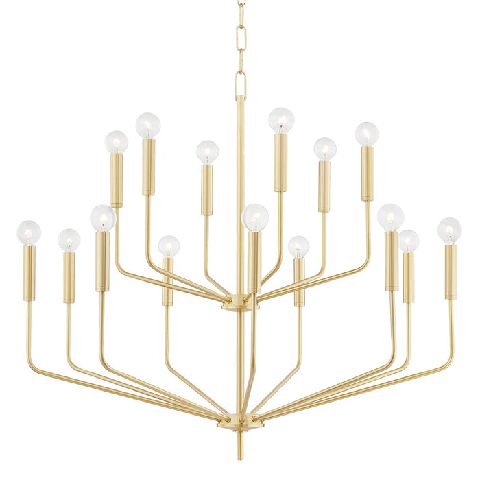 Mitzi H516815-AGB 15 Light Chandelier, Aged Brass