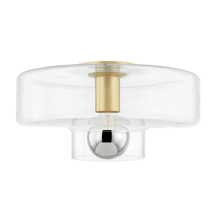 Mitzi H524501-AGB One Light Flush Mount, Aged Brass
