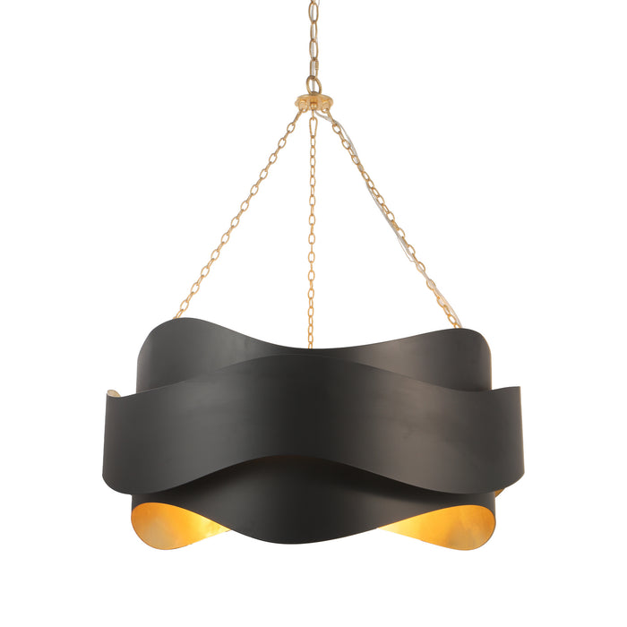 Terracotta Designs H21120-5 Five Light Chandelier, Gold Leaf & Matte Black