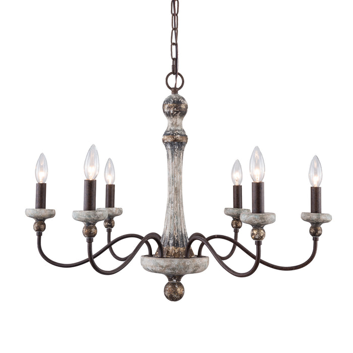Terracotta Designs H21132-6 Six Light Chandelier, Smokey Gray