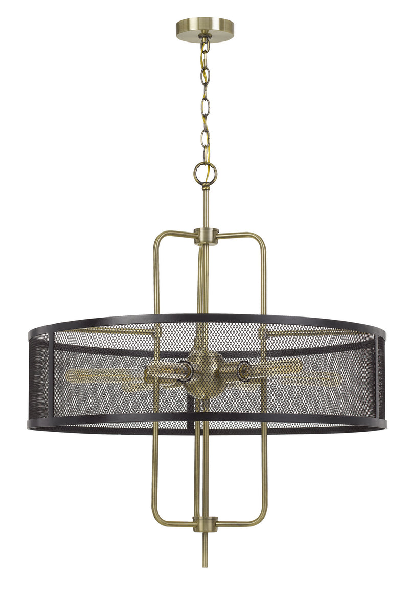 Cal Lighting FX-3727-6 Six Light Chandelier, Antique Brass/Black
