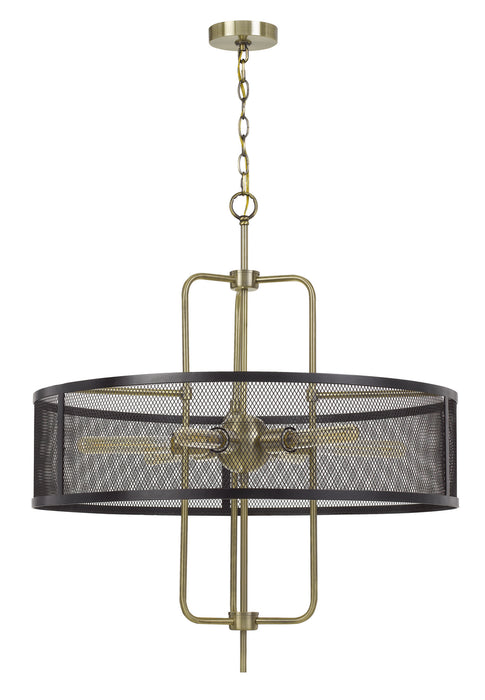 Cal Lighting FX-3727-6 Six Light Chandelier, Antique Brass/Black