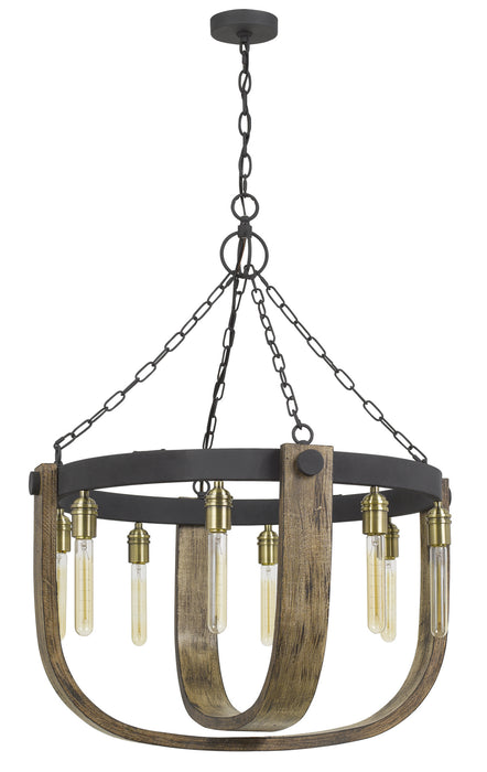 Cal Lighting FX-3730-8 Eight Light Chandelier, Light Oak/Iron