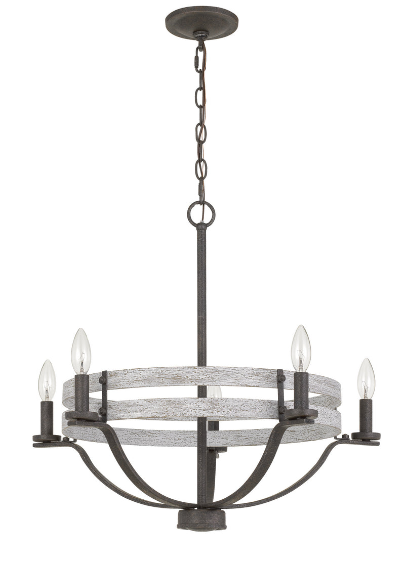 Cal Lighting FX-3733-5 Five Light Chandelier, Natural wood/Iron