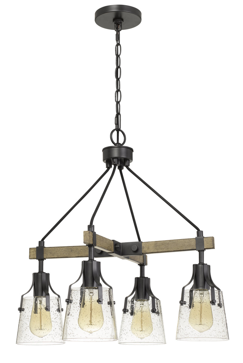 Cal Lighting FX-3735-4 Four Light Chandelier, Wood/Iron