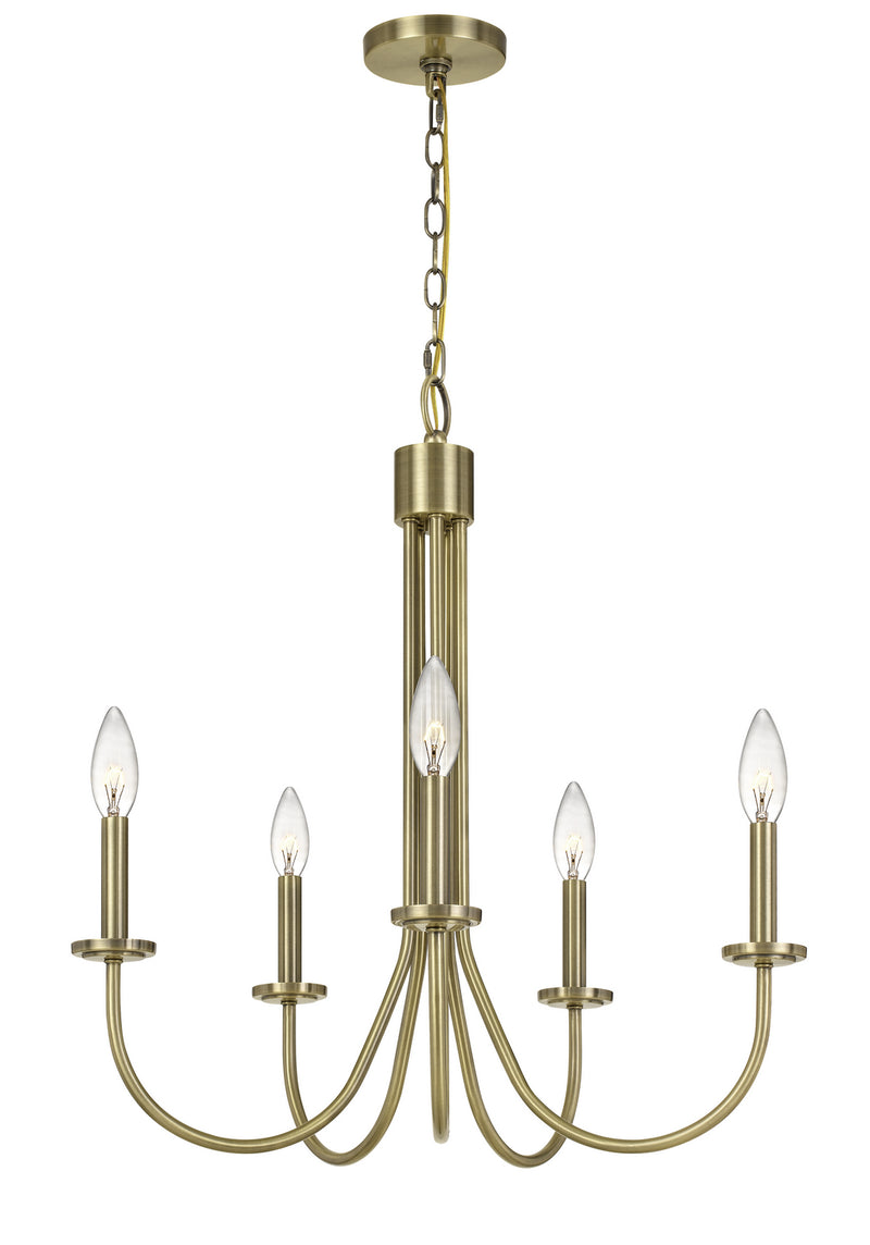 Cal Lighting FX-3736-5 Five Light Chandelier, Antique Brass