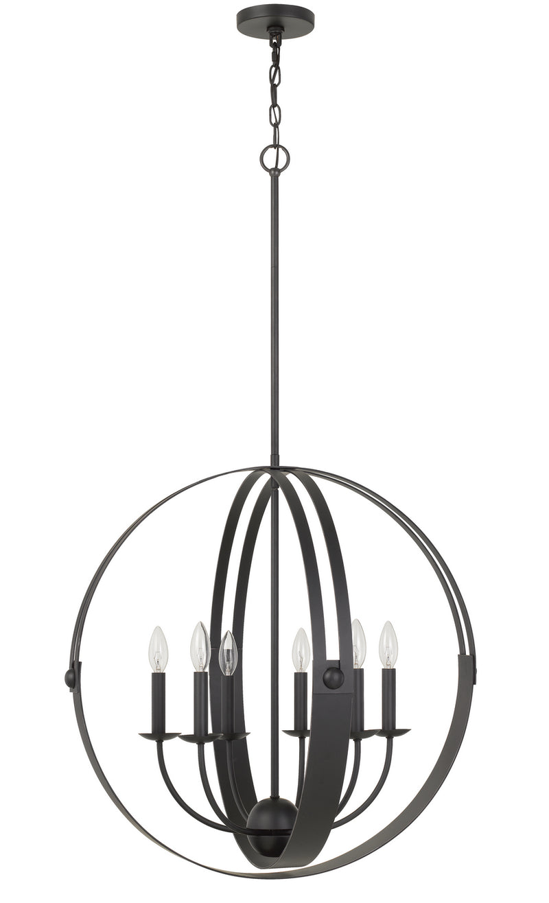 Cal Lighting FX-3737-6 Six Light Chandelier, Matte Black