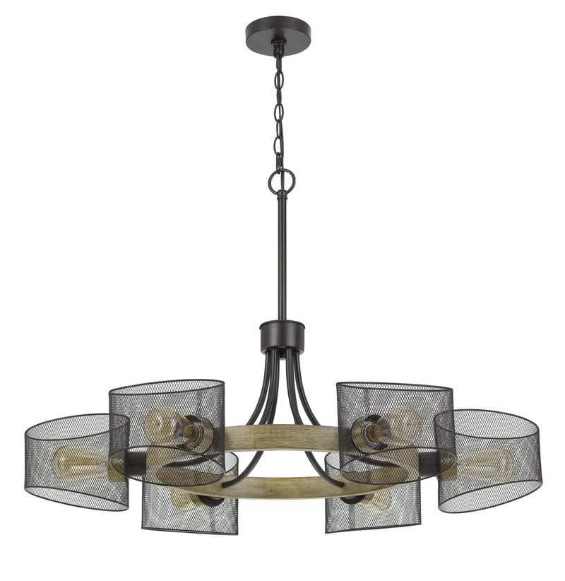 Cal Lighting FX-3742-6 Six Light Chandelier, Wood/Black
