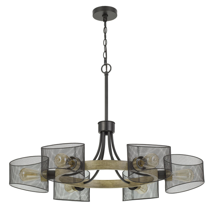 Cal Lighting FX-3742-6 Six Light Chandelier, Wood/Black