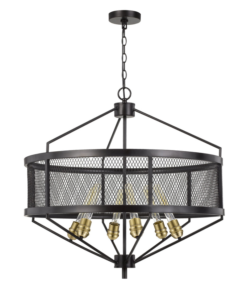 Cal Lighting FX-3743-6 Six Light Chandelier, Black/Antique Brass