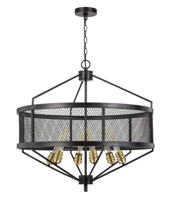 Cal Lighting FX-3743-6 Six Light Chandelier, Black/Antique Brass