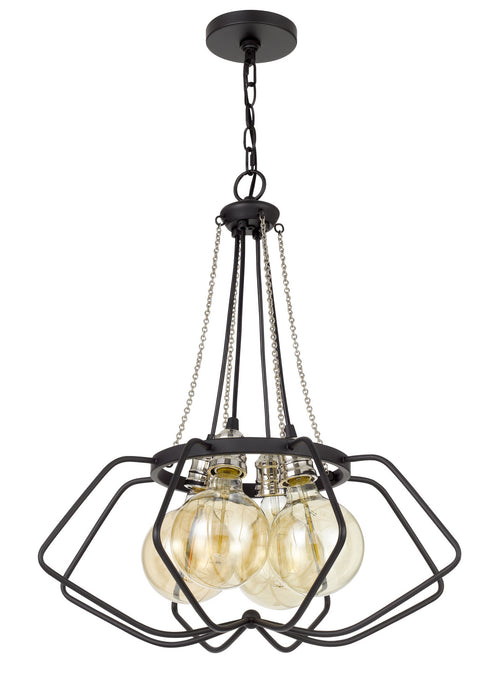 Cal Lighting FX-3750-4 Four Light Chandelier, Black/Chrome