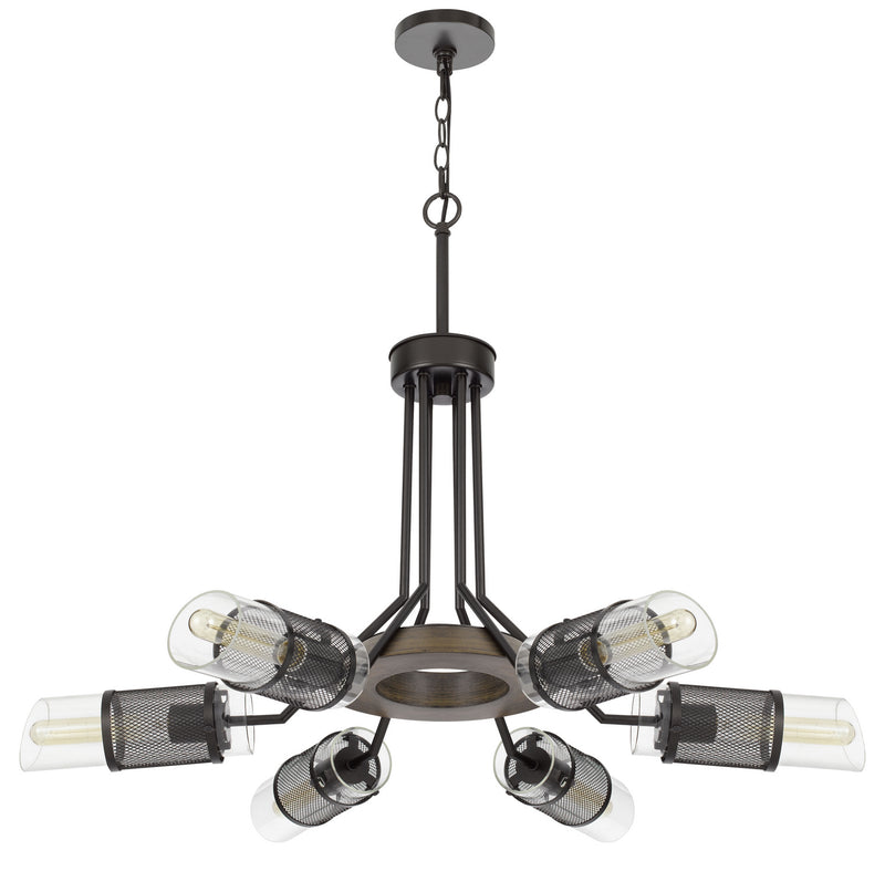Cal Lighting FX-3754-6 Six Light Chandelier, Wood/Black