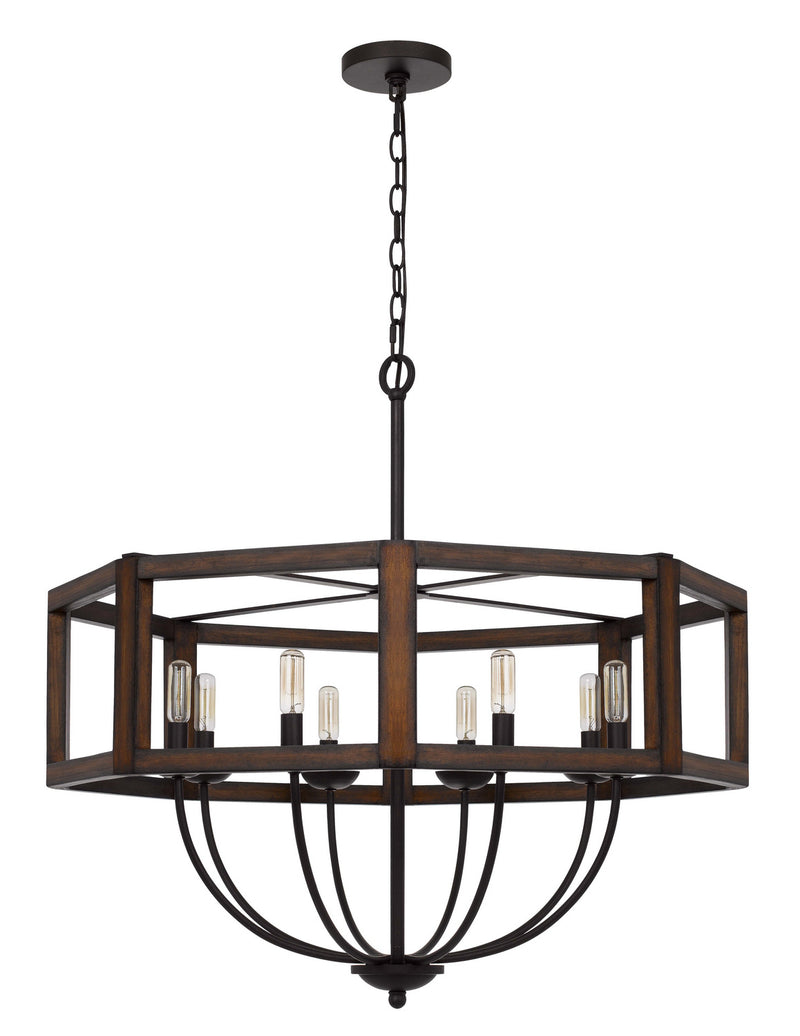 Cal Lighting FX-3761-8 Eight Light Chandelier, Oak