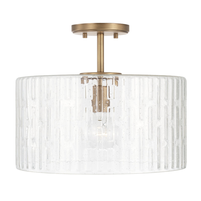 Capital Lighting 241311AD One Light Semi Flush Mount, Aged Brass