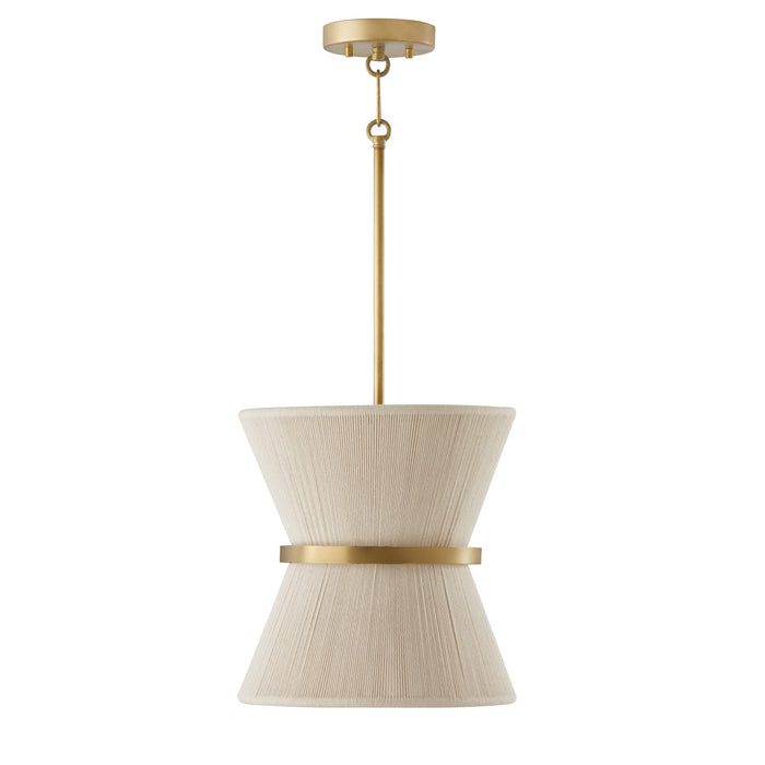 Capital Lighting 341211NP One Light Pendant, Bleached Natural Rope and Patinaed Brass