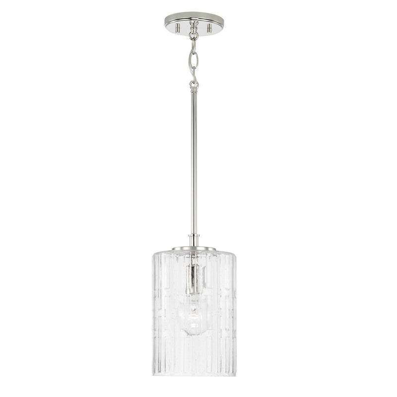 Capital Lighting 341311PN One Light Pendant, Polished Nickel