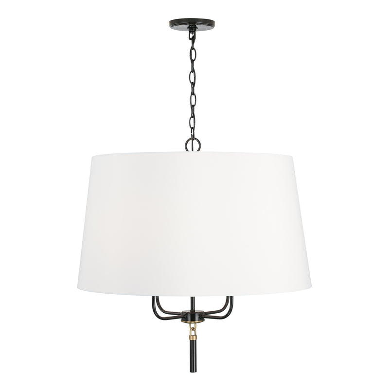 Capital Lighting 341941YA Four Light Pendant, Glossy Black and Aged Brass