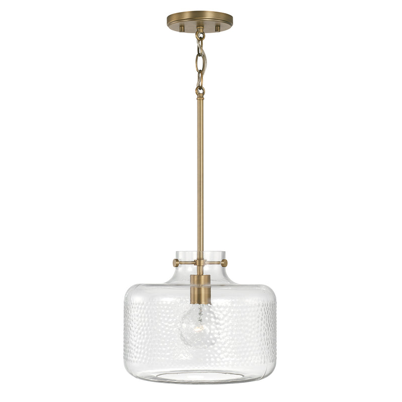 Capital Lighting 342512AD One Light Pendant, Aged Brass