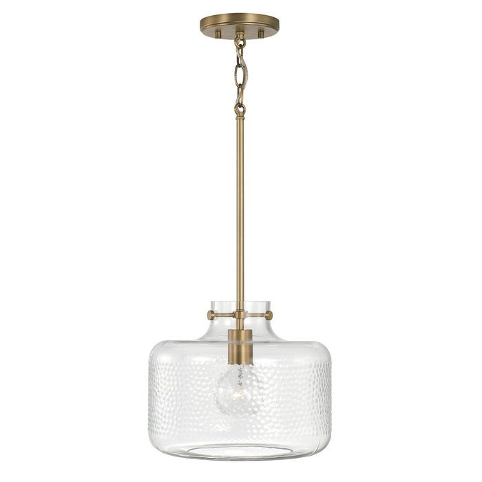 Capital Lighting 342512AD One Light Pendant, Aged Brass