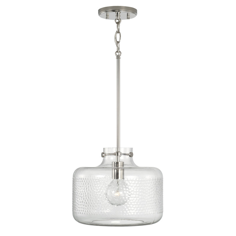 Capital Lighting 342512PN One Light Pendant, Polished Nickel