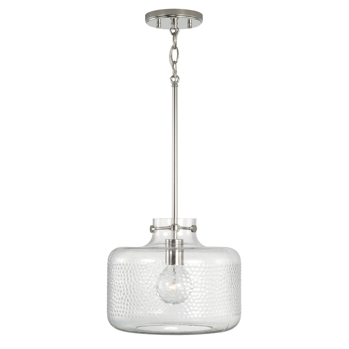 Capital Lighting 342512PN One Light Pendant, Polished Nickel