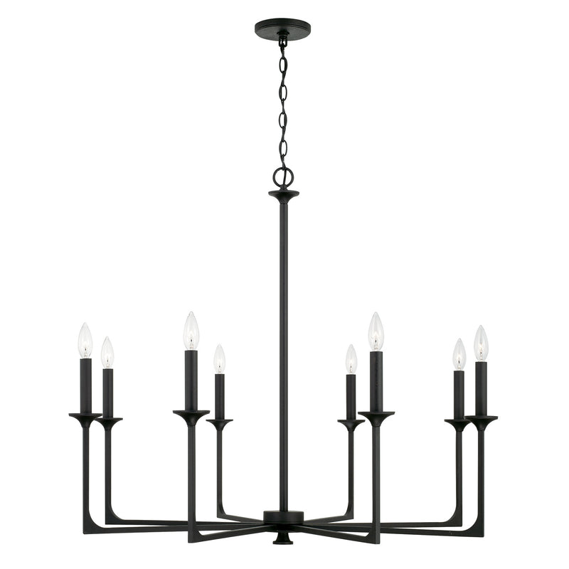 Capital Lighting 437381BI Eight Light Chandelier, Black Iron