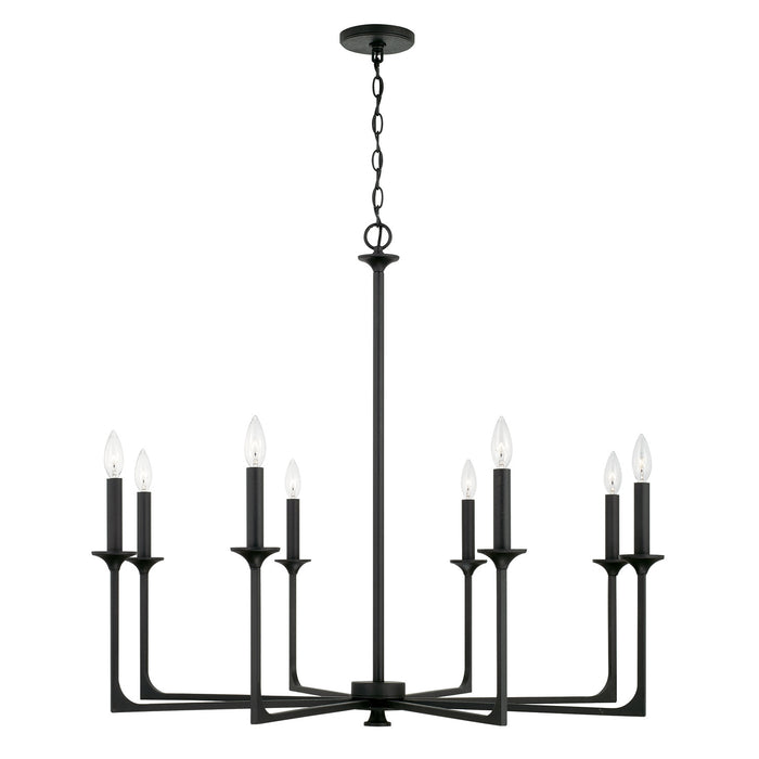 Capital Lighting 437381BI Eight Light Chandelier, Black Iron