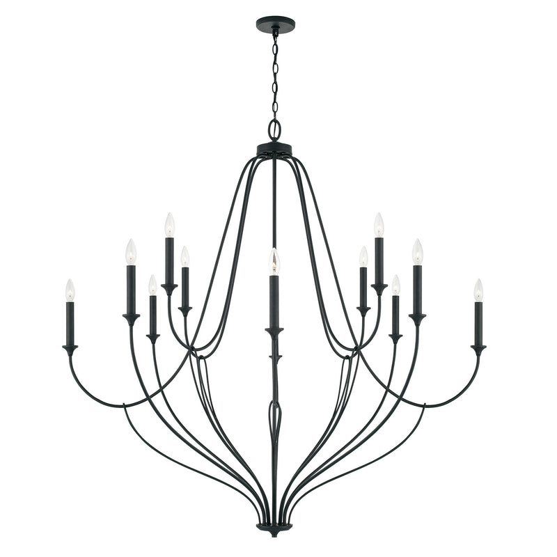 Capital Lighting 441601BI 12 Light Chandelier, Black Iron
