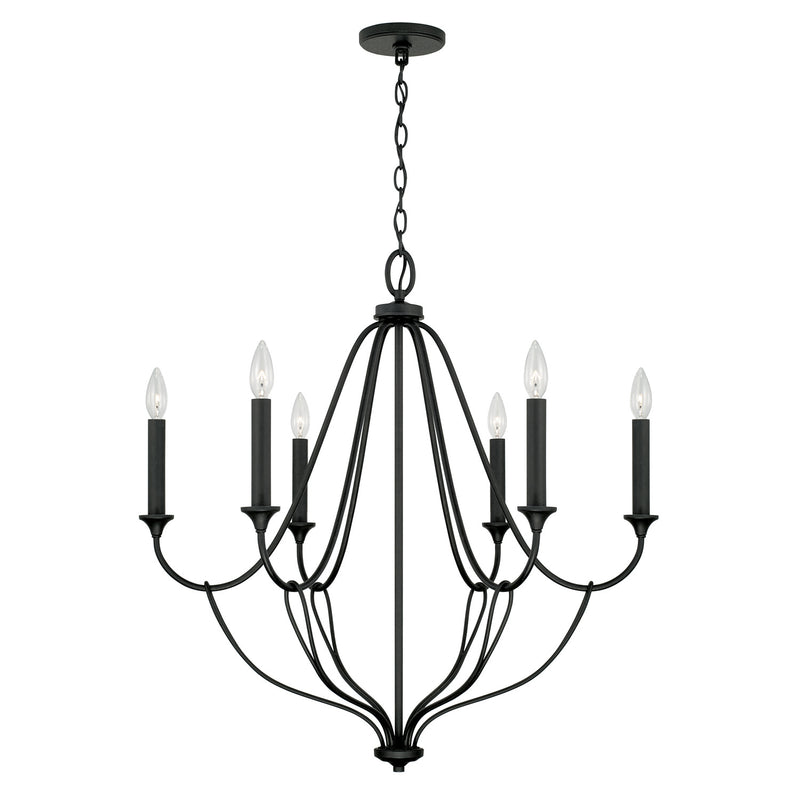 Capital Lighting 441661BI Six Light Chandelier, Black Iron
