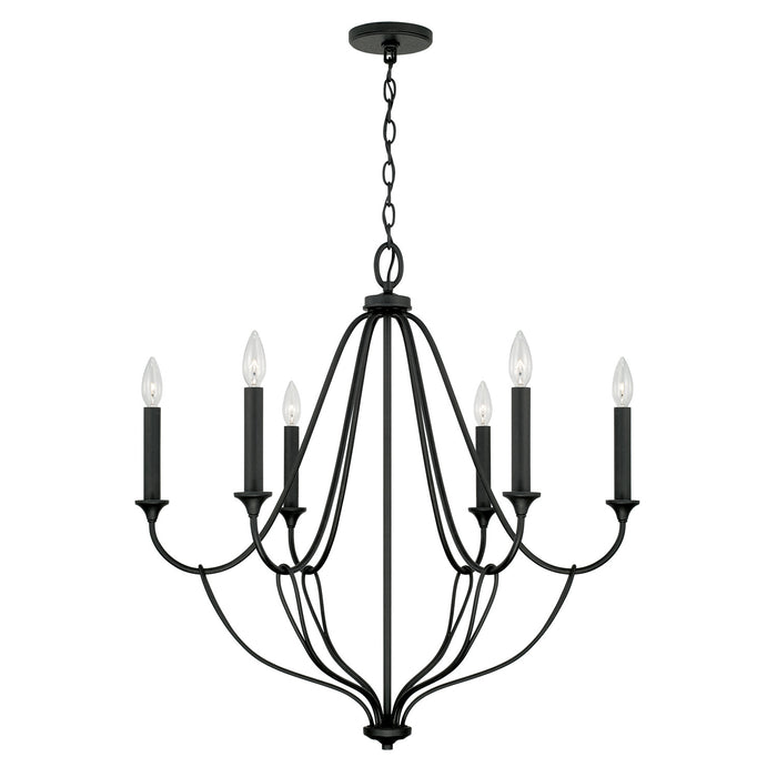 Capital Lighting 441661BI Six Light Chandelier, Black Iron