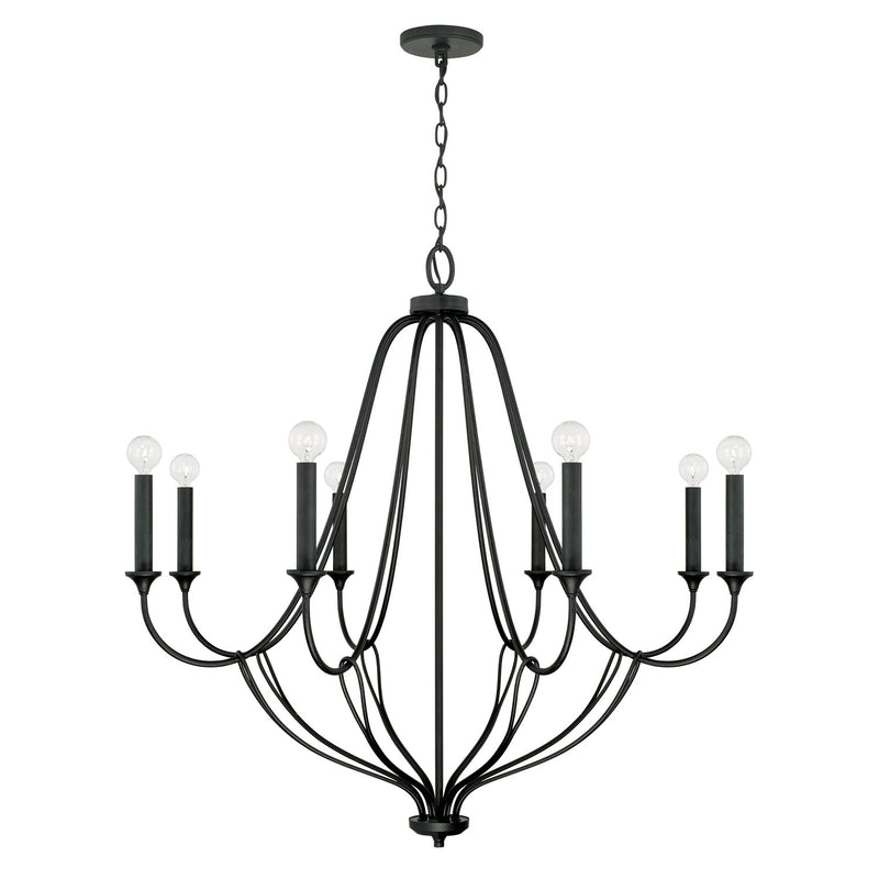 Capital Lighting 441681BI Eight Light Chandelier, Black Iron