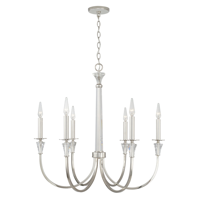 Capital Lighting 441861PN Six Light Chandelier, Polished Nickel