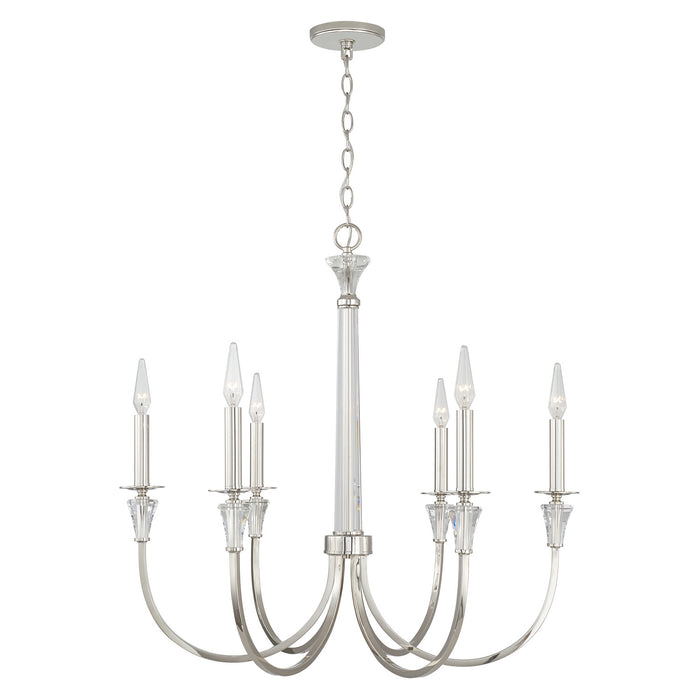 Capital Lighting 441861PN Six Light Chandelier, Polished Nickel