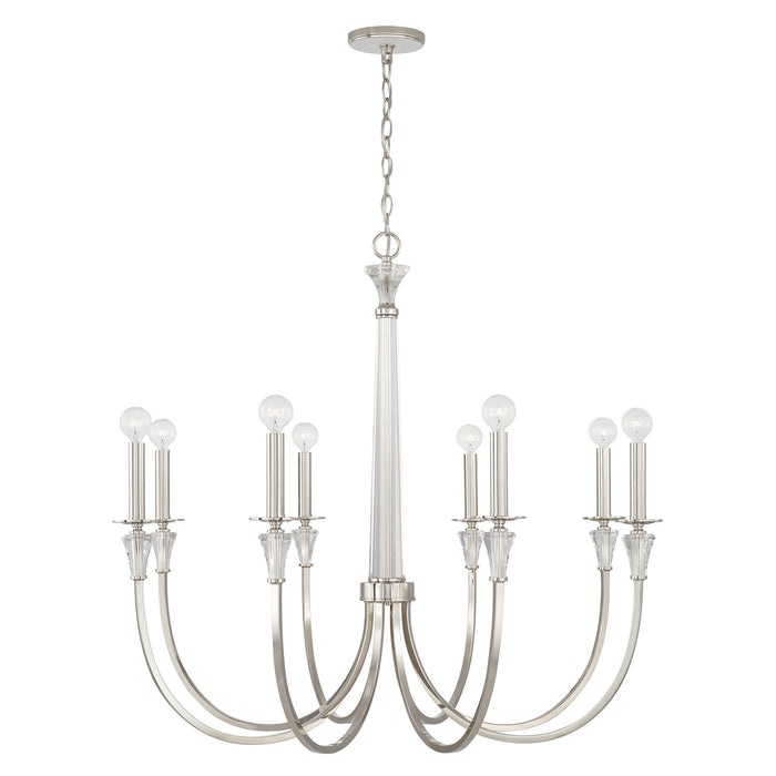 Capital Lighting 441881PN Eight Light Chandelier, Polished Nickel